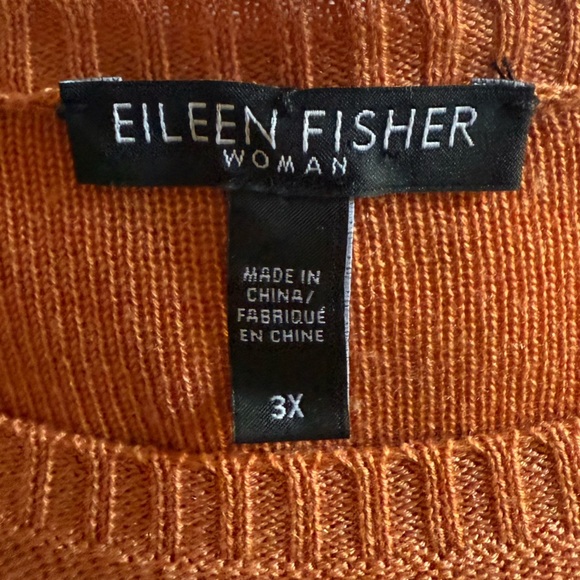 Eileen Fisher Orange Tencel Merino Wool Top 3X Short Sleeve - Picture 6 of 7